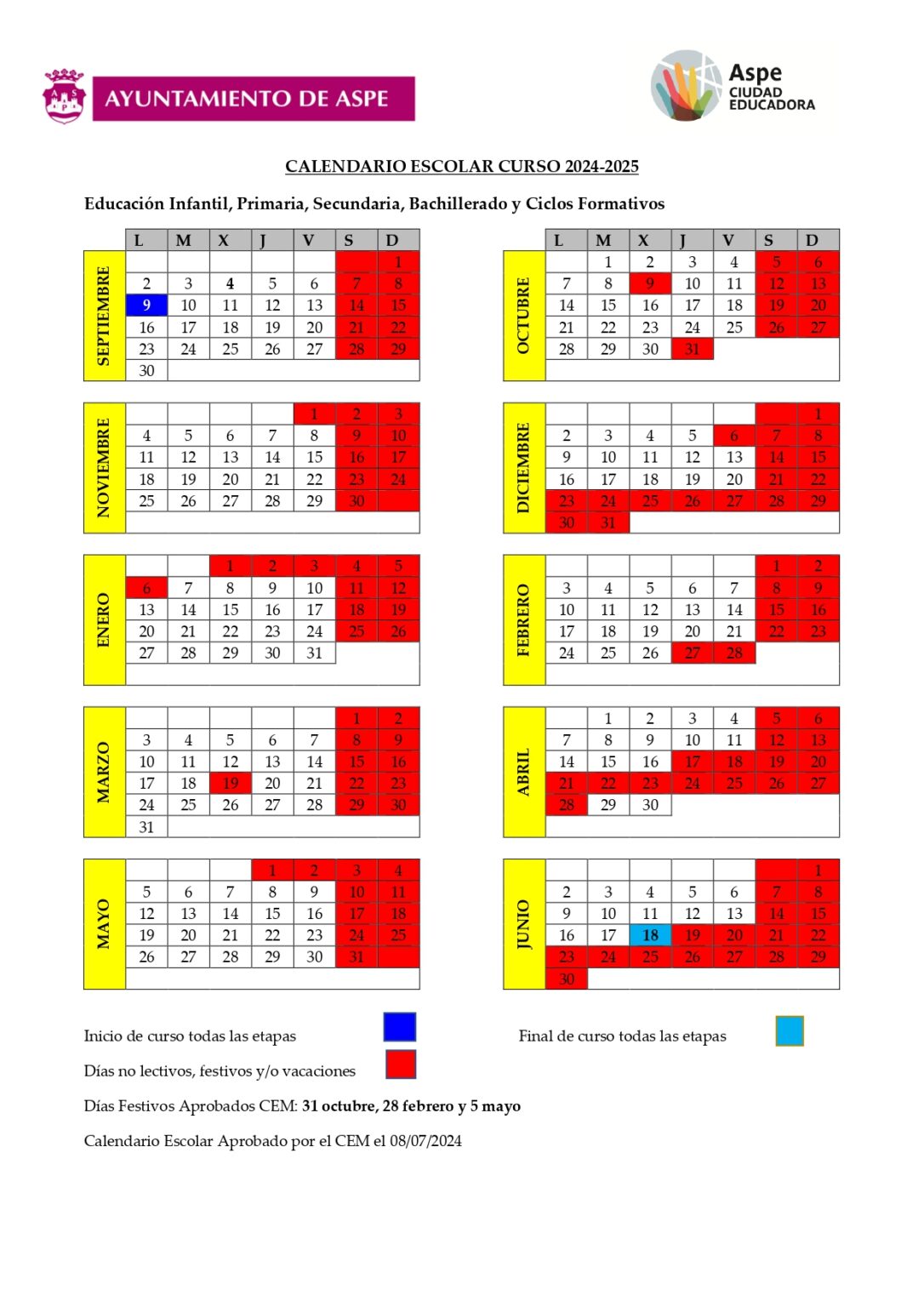 Calendario escolar osceola 2024 a 2025 3