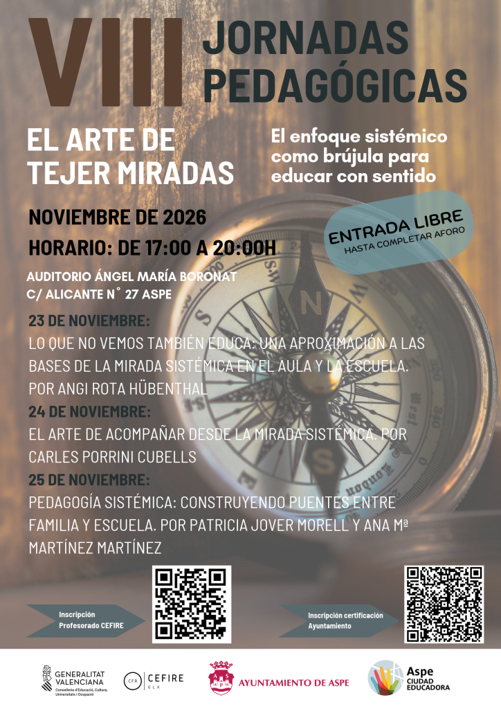 VIII JORNADAS PEDAGÓGICAS DE ASPE (23,24 Y 25 DE NOVIEMBRE DE 2026)